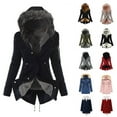 thumbnail image 1 of yoeyez Womens Winter Warm Coats Fuzzy Hooded Padded Jackets Thicken Long Parka Outerwear Plus Size Overcoat with Pockets Winter Coat Abrigos de Mujer Elegantes, 1 of 3