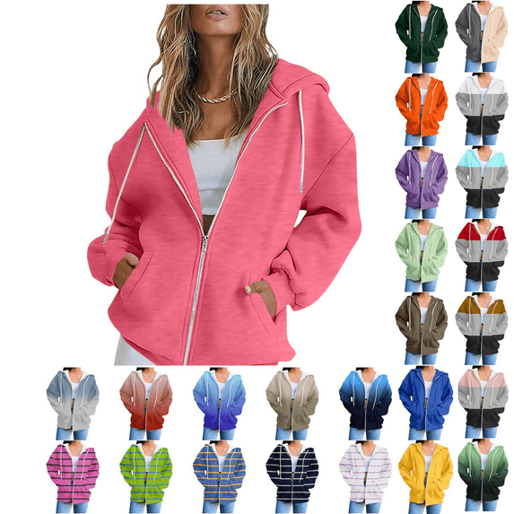 yoeyez Zip up Hoodies for Women Workout Sweatshirts Casual Long Sleeve Track Jackets with Pockets Fashion Light Solid Hoodie Cardigan Navy,XL
