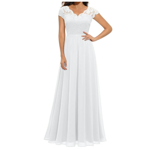 yoeyez Mother of Bride Dresses For Wedding 3/4 Sleeve V Neck Long dress Women Floral Lace Chiffon Formal Dresses Solid Color Elegant Evening Gowns Maxi Dresses Wedding Guest Dresses for Women