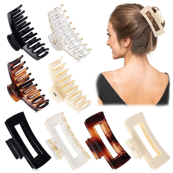 yoglam 8pcs Hair Claw Clip, Nonslip Jumbo Claws Clip, Hair Accessories for Women, Adjust to Most Hair Types