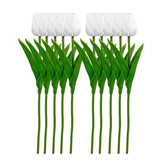 RoamHome 10 pcs Pink Artificial Tulips Flowers Fake Faux Tulip Bouquet Real Touch Flower Arrangement for Home Room Office Party Wedding Decoration Gift Idea for Mothers Day