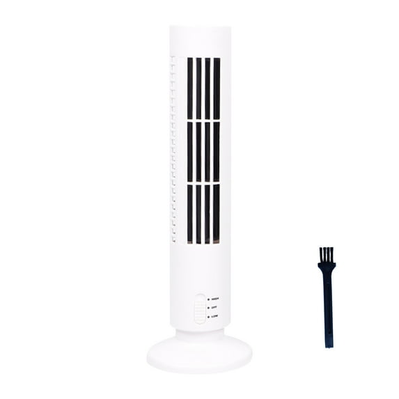 RoamHome 2024 New Desktop Bladeless Tower Fan USB Rechargeable, 3-Speed Tabletop Desk Fan Adjustable Head & Night Light, Vertical Standing Personal Cooling Fans (White)