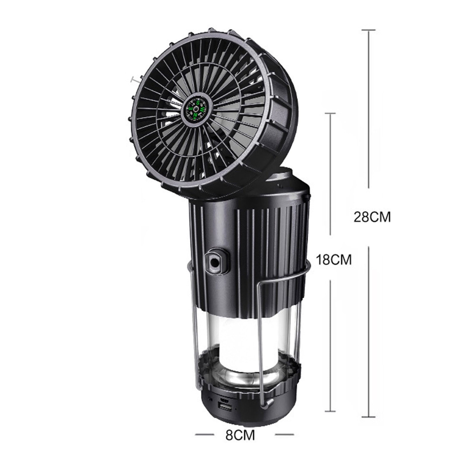 RoamHome 6-in-1 Multifunctional Electric Small Fans USB Rechargeable, Portable Mini Fan Solar Light Handheld Audio Camping Outdoor Fans Personal Cooling Fan That Blows Cold Air (Black)