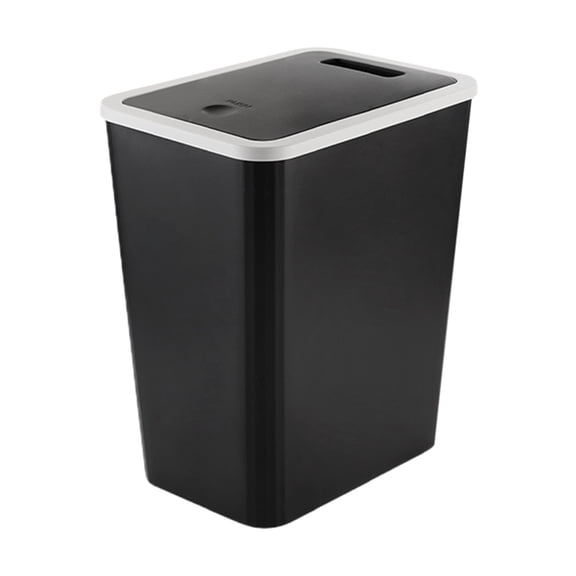 yongmandr Bathroom Trash Can with Press Popup Lid - Odor Control Plastic Wastebasket for Living Room, Bedroom, Office & Kitchen - Compact Design, Easy to Use & Durable, Perfect for Home(12x10x7.3in)