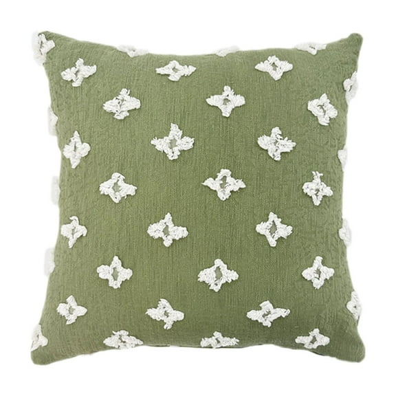 RoamHome Cotton Decorative Throw Pillow Breathable Comfy Cozy Cushion Household Throw Pillows for Bed Sofa Couch Modern Style Home Decor (Green, 1PC)