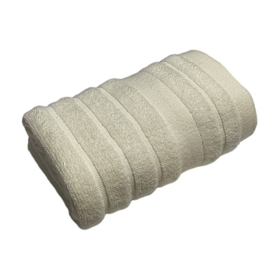 RoamHome Beige Wavy Striped Cotton Towel - 29.5x13.7 Inch Luxury Hand Towel for Bathroom, Spa | Soft, Absorbent & Durable | Ideal for All Ages, Guest Rooms and Hotels