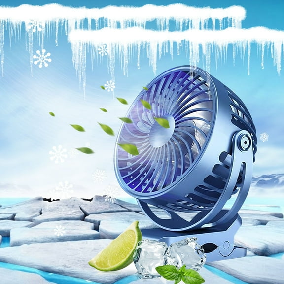 RoamHome Electric Clip-on Mini Fan Charging Small Fans USB Rechargeable Handheld Battery Powered Portable Mute Fan Personal Cooling Fans That Blow Cold Air (Blue)
