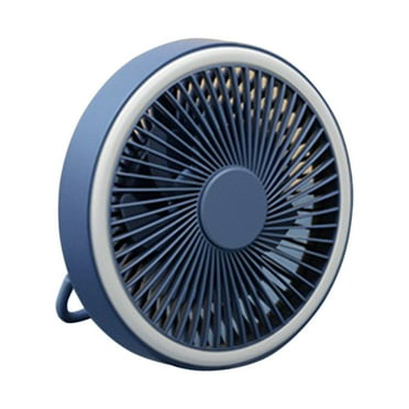 RoamHome Electric Portable Mini Fan Charging Small Hanging Fans USB Rechargeable, Multifunctional Personal Cooling Fan That Blows Cold Air with Light & Remote Control (Blue)