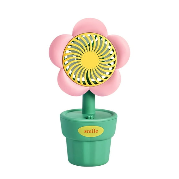 RoamHome Floral Portable Desk Fan Small Quiet Desktop Mini Fan Rechargeable, 2000mAh Battery Powered Tabletop Personal Cooling Fans for Bedroom Office, Gift for Students Workers (Pink)