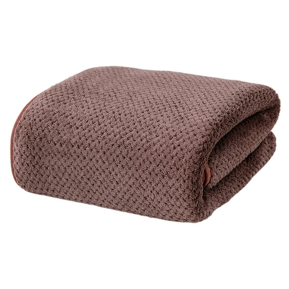 RoamHome Oversized Waffle Bath Towel, Solid Color Coral Velvet Soft Absorbent Bath Sheet Quick Drying Towels for Bathroom, Gym, Sports, Yoga 28x55 Inch (Brown)