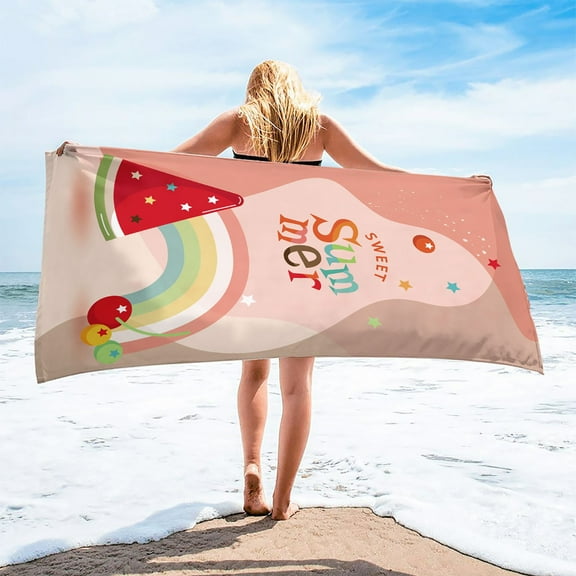 RoamHome Pink Beach Towel, Microfiber Beach Towel Oversized Quick Dry, Extra Large 59x29.5inch Travel Towel Sand Proof Beach Towel Lightweight Towels for Swimming Pool, Camping, Yoga, Gym Sports