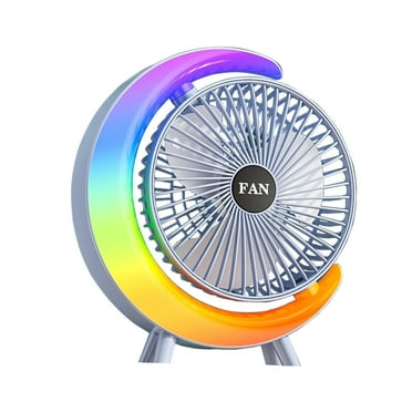 RoamHome Portable Desk Fan Small Quiet Desktop Mini Fan Colorful Light, Mute USB Rechargeable Tabletop Personal Cooling Fans for Bedroom Office, High Appearance Gift for Students Workers (Blue)