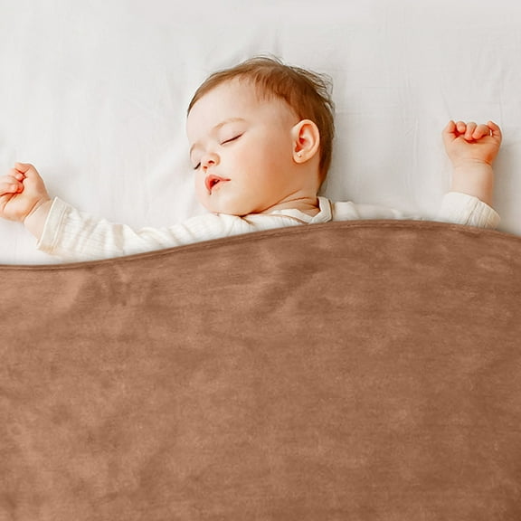 RoamHome Small Flannel Throw Blanket Solid Color Soft and Warm Blankets for Couch Belly Bed Polyester Throws All Season Use Lightweight Plush Fuzzy Cozy Good Gift, 19.7x27.6 Inches (Camel, 1PC)