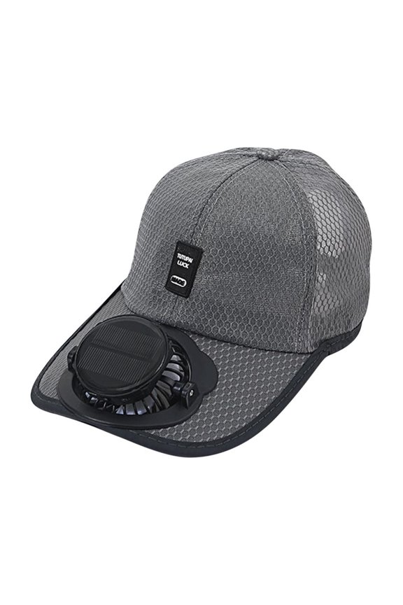 RoamHome Solar Fan Cap Sunscreen Mini Fan Hat USB Rechargeable, Summer Sunscreen Big Eaves Outdoor Cool Hat for Outdoor Sports Hiking Fishing Camping Riding (Dark Gray)