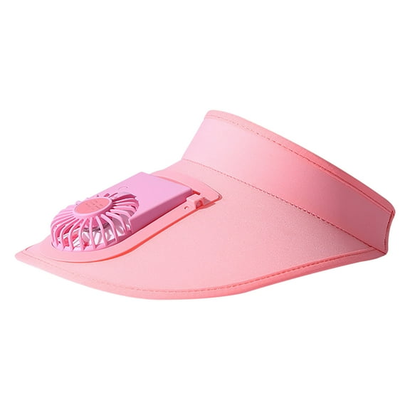 RoamHome Summer Sun Visor Hat with Mini Fan Rechargeable, Big Eaves Outdoor with Fan Hat Battery Powered Portable Personal Cooling Fan That Blows Cold Air (Pink)