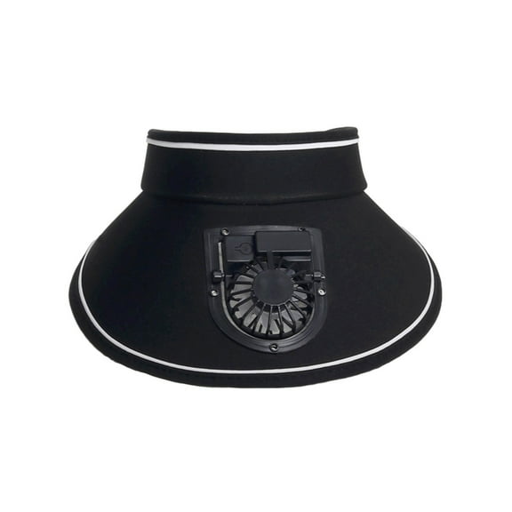 RoamHome Sun Visor Hat with Mini Fan Rechargeable, 360 Degree Rotating, Summer Sunscreen Big Eaves Outdoor Cool Hat for Outdoor Hiking Fishing Camping Riding Beach (Black)