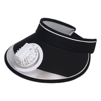 RoamHome Translucent Sun Visor Hat with Mini Fan Rechargeable, 360 Degree Rotating, Summer Big Eaves Outdoor Cool Hat for Outdoor Hiking Fishing Camping (Black)