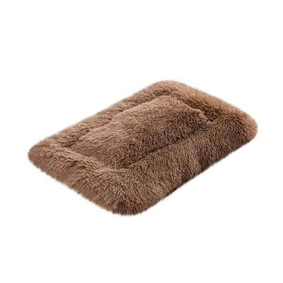 RoamHome Warm Cat Bed Dog Bed for Autumn Winter Pet Soft Sleeping Cushions for Cats Dogs Comfy Cotton Sleeping Pad for Pets Rectangle Kennel Cushion 16x24 Inches (Brown)