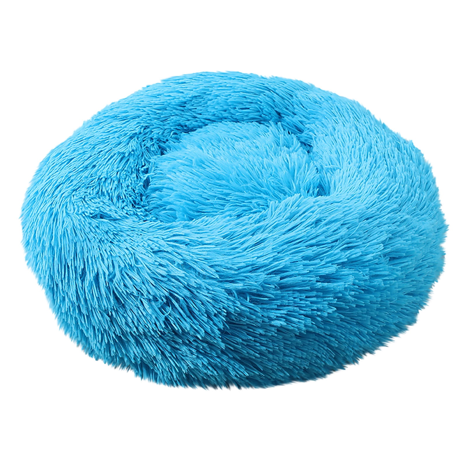 RoamHome Warm Cat Bed Dog Bed for Autumn Winter Pet Soft Sleeping Cushions for Cats Dogs Plush Cloth Sleeping Pad for Pets Round Kennel Cushion 28x28 Inches (Blue, L)