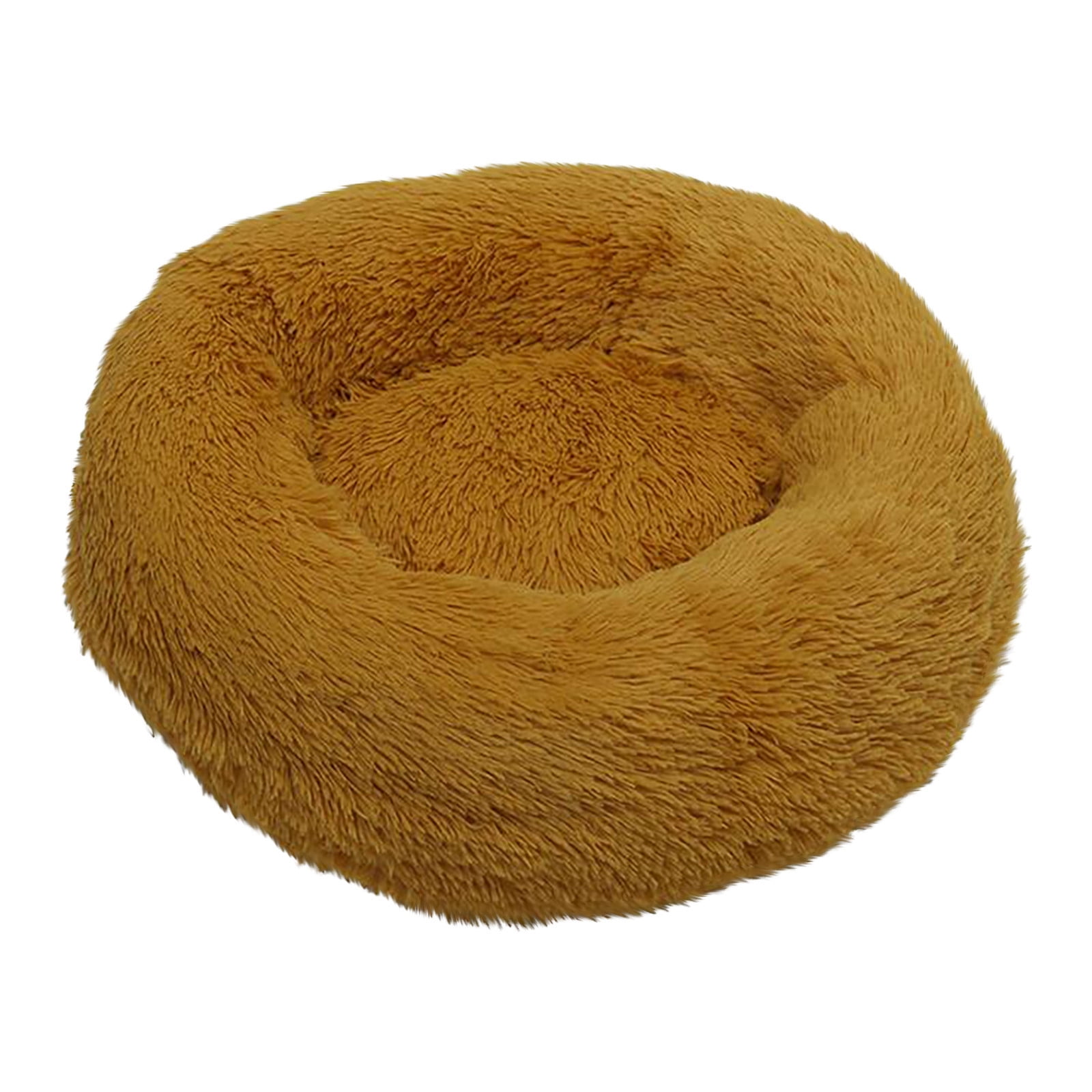 RoamHome Warm Cat Bed Dog Bed for Autumn Winter Pet Soft Sleeping Cushions for Cats Dogs Plush Cloth Sleeping Pad for Pets Round Kennel Cushion 32x32 Inches (Yellow, XL)