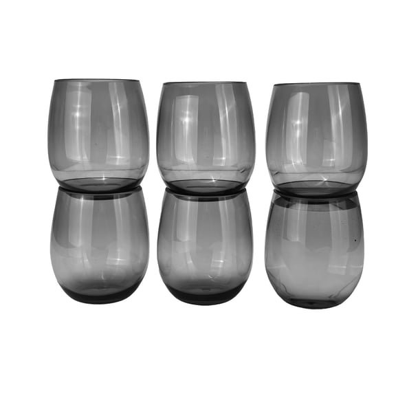yongzhenlite Set of 6 Acrylic Wine Glasses, 20-ounce Plastic Tumbler for Home Party Use,BPA Free,Dishwasher Safe (Grey)