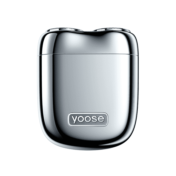 yoose Portable Electric Razor Magnetic Detachable Head with Case, USB-C quick charging, Silver