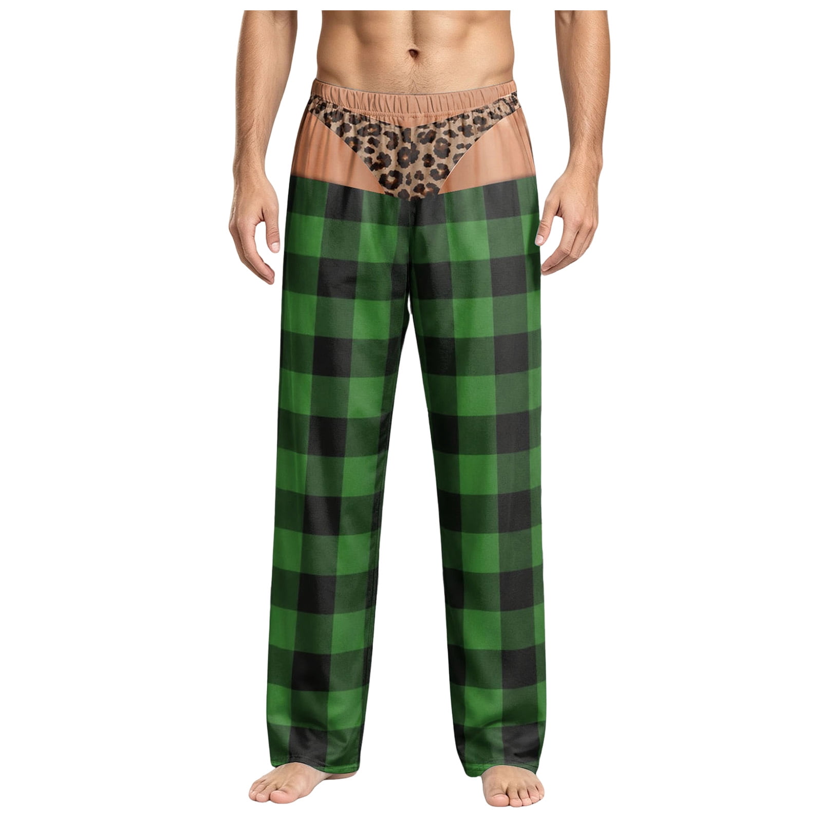 yoplnin Funny Fake Underwear Pajama Pants for Men, Prank Birthday ...