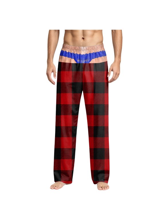 Funny Fake Underwear Pajama Pants for Men, Prank Birthday Christmas Gift Him, Funny Fake Butt Pants Fall Pjs