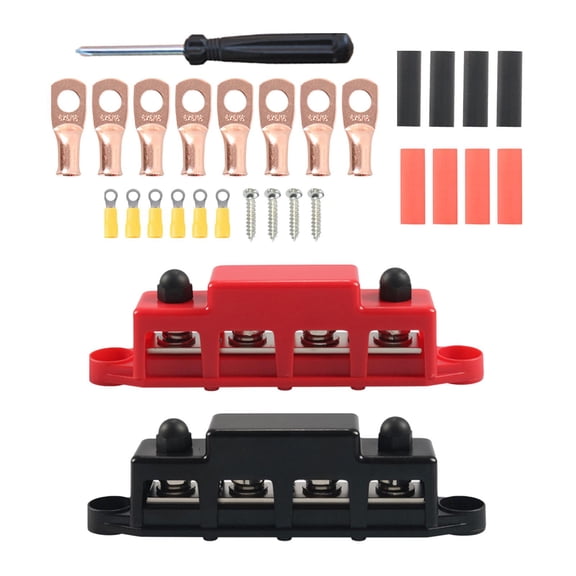 yotijar 2Pcs Generic 4 Ways Wiring Row 300A Stud Bus Bar Power Distribution Block