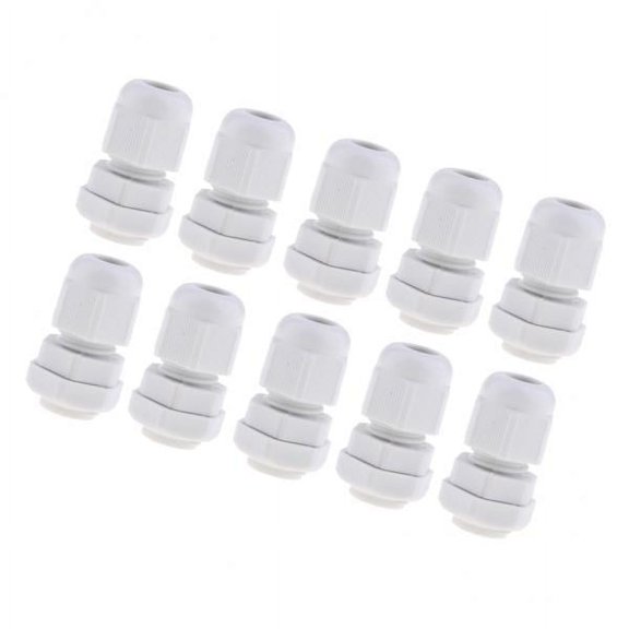 yotijar 4x10Pcs Waterproof IP68 Nylon Cable Gland Joints White Cord Connector PG 7