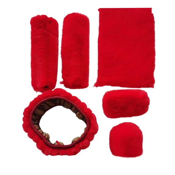 yotijar 6x Car Interior Accessories Soft Generic Plush Car Steering Wheel Cover Set Seat
