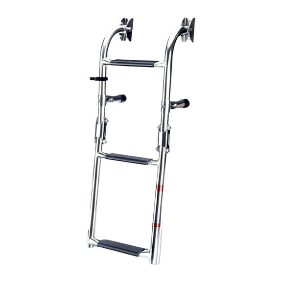 yotijar Boat Ladder Foldable Heavy Duty Vertical Accessories Transom Mounting Ladder 3 Steps