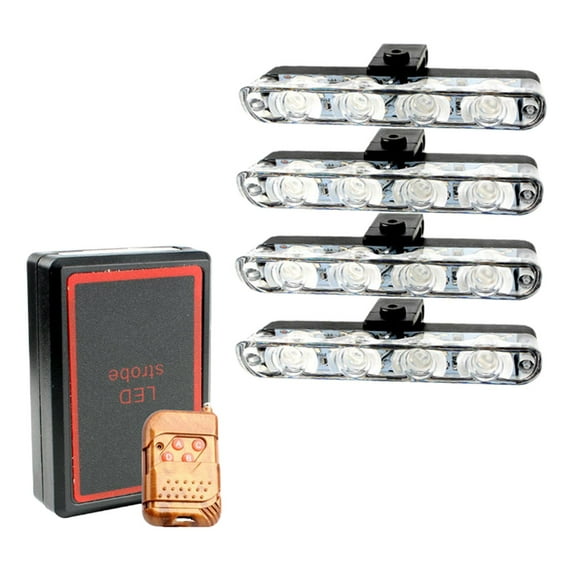 yotijar Car Grille Flashing Light Anti Collision 4 in 1 for Trucks Van Vehicles White