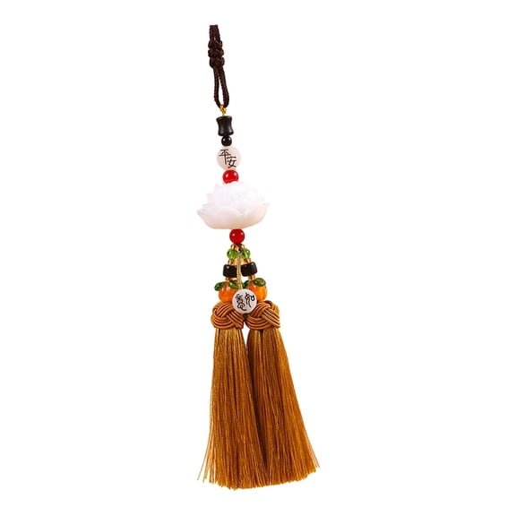 yotijar Car Rearview Mirror Charm Pendant Decorative Tassel Car Hanging Decoration Khaki