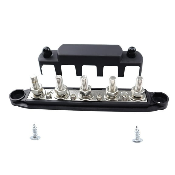 yotijar Generic Bus Bar 5 Post Power Distribution Block for Trailer Car Vehicle Black M10