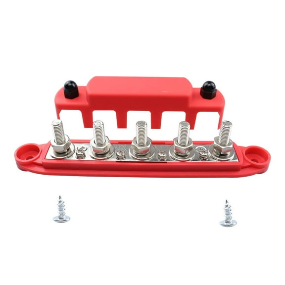 yotijar Generic Bus Bar 5 Post Power Distribution Block for Trailer Car Vehicle Red M10