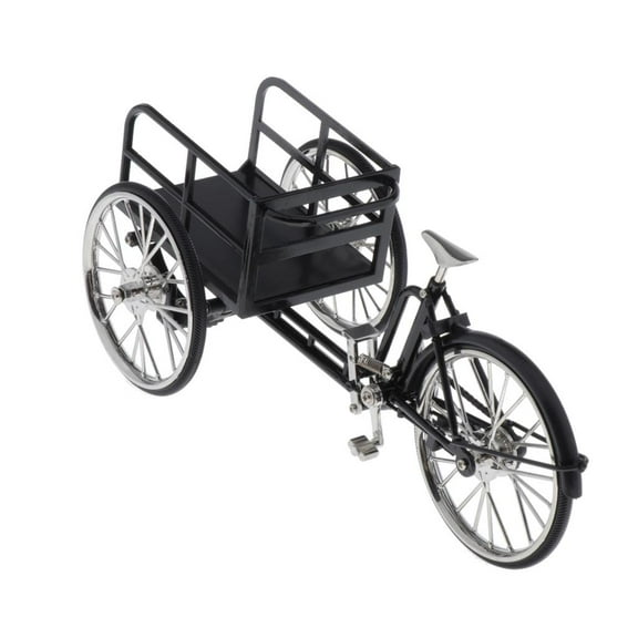 yotijay 1:10 Scale Alloy Diecast Racing Tricycle Bike Model Toy Table Decor - , as Black