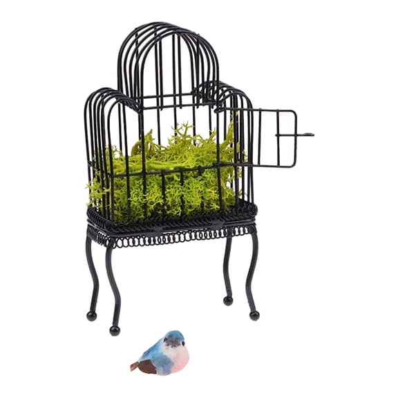 yotijay 1/12 Dollhouse Bird Nest Doll Accessories Ornament Fairy Garden Pretend Play black