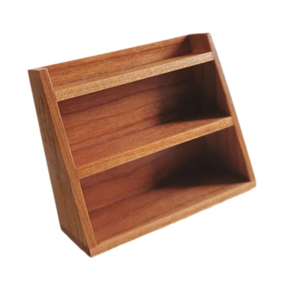 yotijay 1/12 Dollhouse Wall Cabinet Doll Accessories Decoration for Kitchen Bathroom Cherry Wood