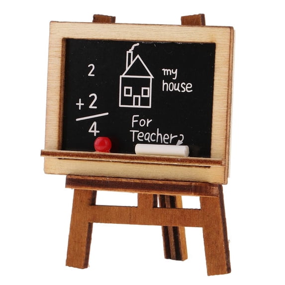 yotijay 1/12 Miniature Blackboard Chalkboard Classing Room with Stand Furniture Creative