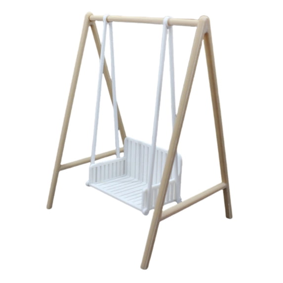 yotijay 1/12 Patio Swing DIY Accs for Window Display DIY Model Landscape Decorations wood and white