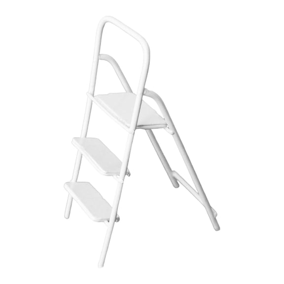 yotijay 1:12 Scale 3 Step Ladder Step Stool with Wide Pedal, Small Ladder, Doll House White