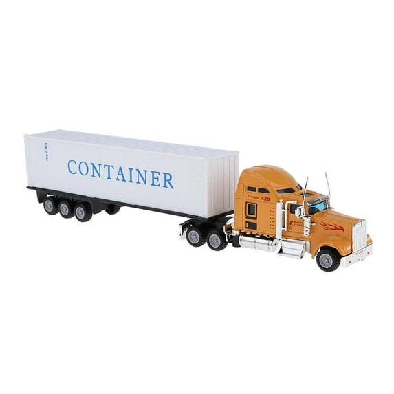 yotijay 1/65 Metal Diecast Vehicle Toy Container Truck Model Heavy Transport Car 11" - Yellow