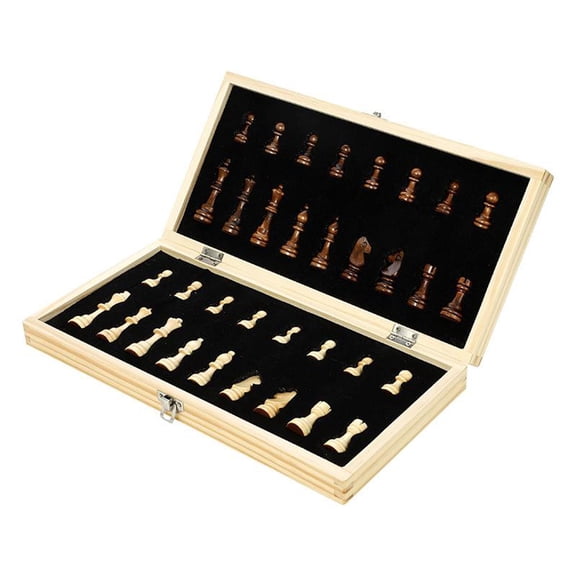 yotijay 1 Set Wooden Folding Chess(34 Chess Pieces+1 Board), Is Made of Quality