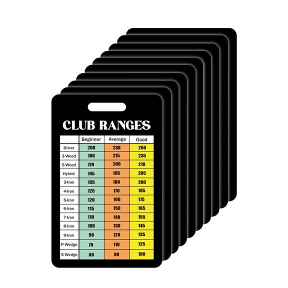 yotijay 10 Pieces Golf Club Range Chart Card Gift for Men Woman Easy Carry Golfing Guide