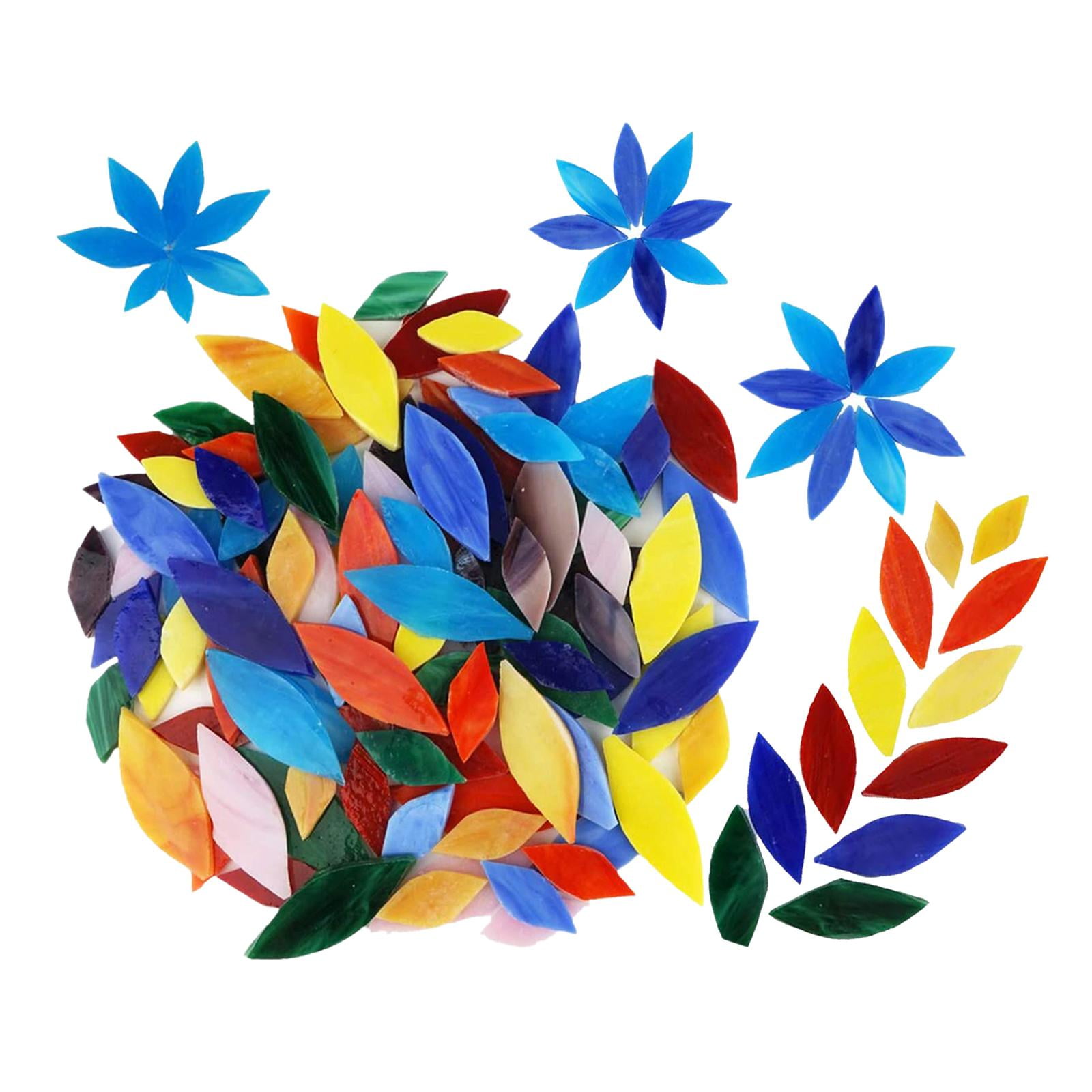 yotijay 100 Pack Glass Mosaics Pieces Stained Glass, Assorted Colors and Sizes, for Home