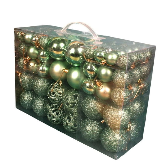 yotijay 100 Pcs Christmas Baubles Ornament Hanging Balls Baubles Unbreakable for Outdoor Green