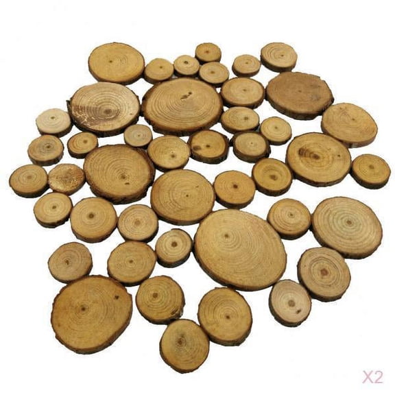 yotijay 100 Pieces Assorted Size Natural Pine Tree Wood Slices Round Log Circles Discs