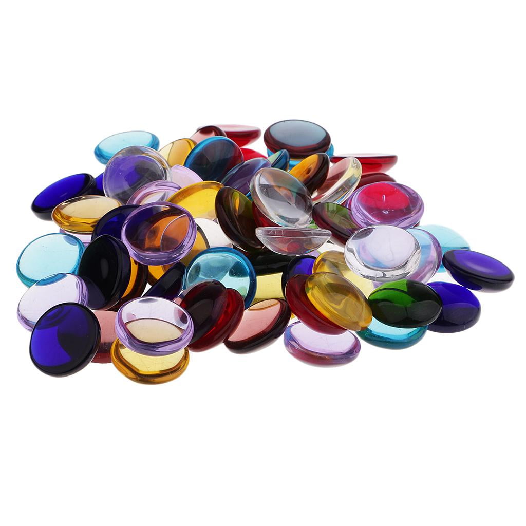 yotijay 100g Gems Colored Glass Stones Gem Beads Decor Clear Mosaic Tiles For