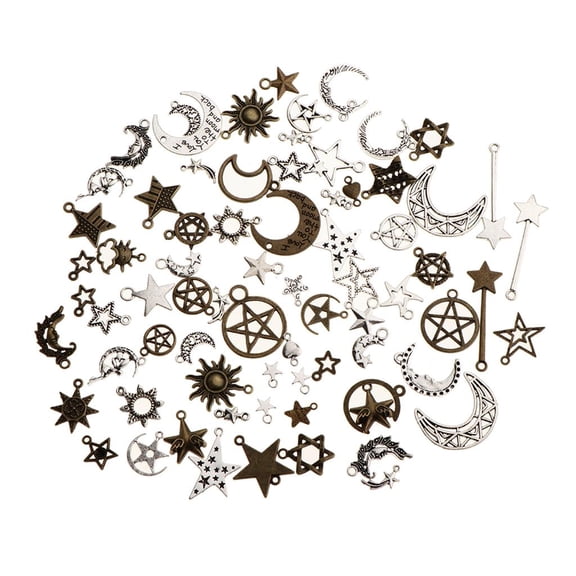 yotijay 100g Vintage Moons Stars Pendant Findings For DIY Crafts Jewelry Making Charms